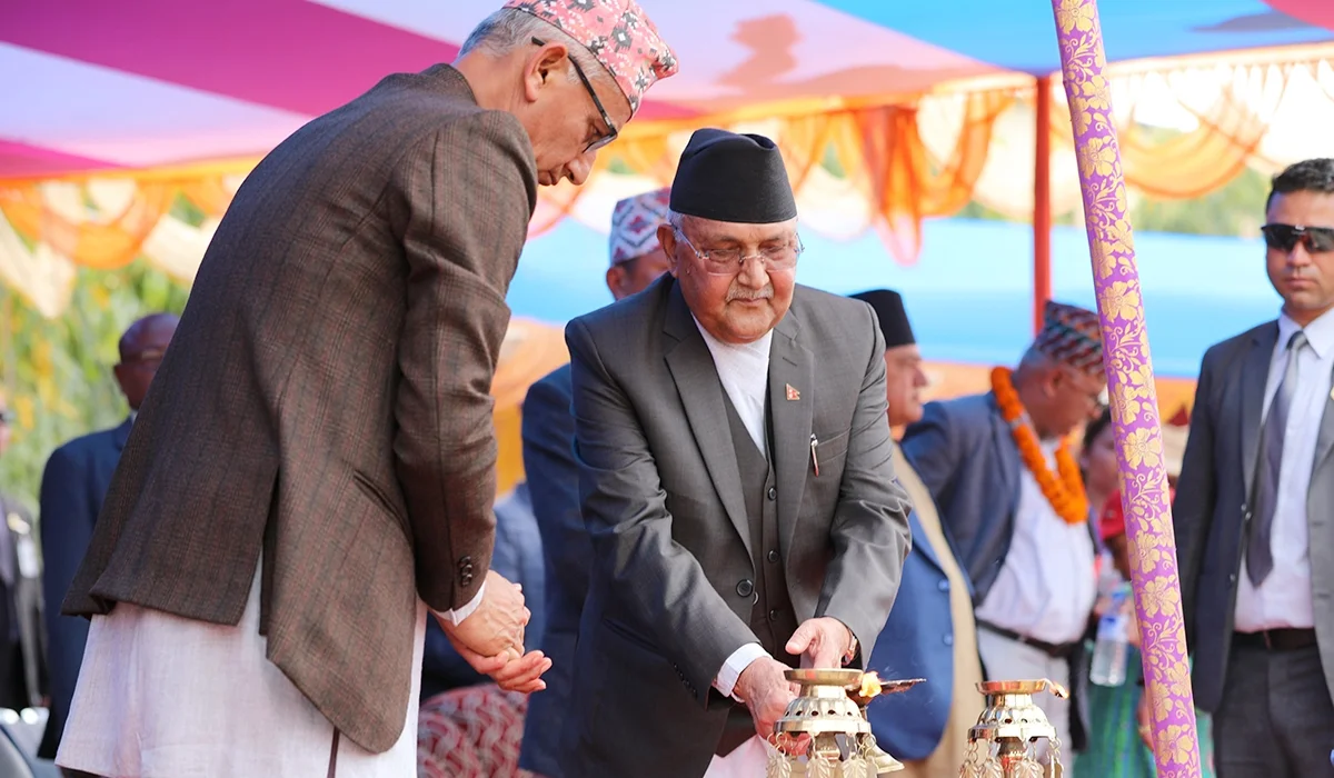 Inaugurating the silver jubilee ceremony of the Madan Bhandari Memorial Academy in Urlabari-3 (March 31, 2019)