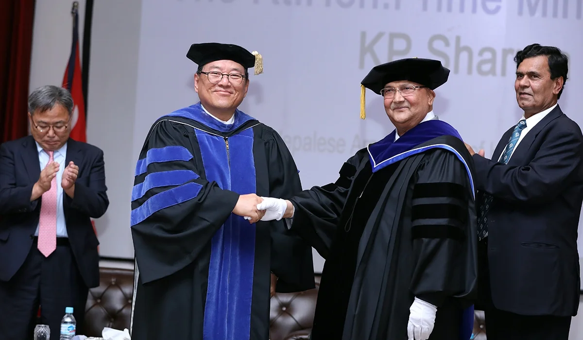 The Kangnam University of South Korea has offered an honorary doctorate degree to Prime Minister KP Sharma Oli (29 May 2019)