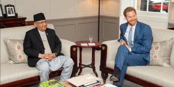 The Duke of Sussex Prince Harry has welcomed the Prime Minister of Nepal at Kensington Palace