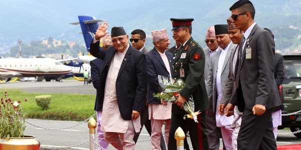 PM Oli Returns Home After Medical Treatment