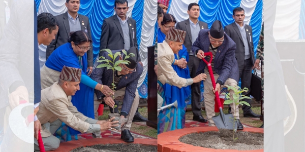 सार्क सचिवालय परिसरमा प्रधानमन्त्रीले रोपे रुद्राक्षको बिरूवा