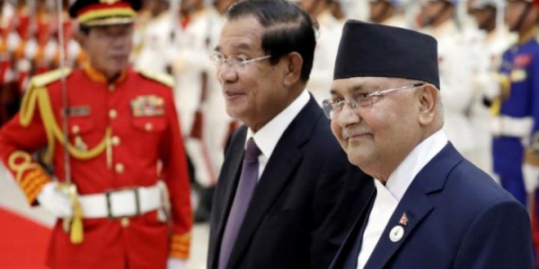 Nepal prime minister arrives to a warm welcome in Cambodia