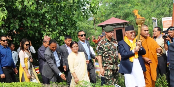 प्रधानमन्त्री ओली लुम्बिनीको शान्ति र्‍यालीमा सहभागी